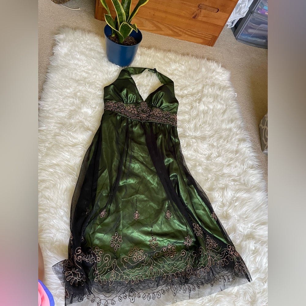Green and gold dress